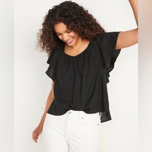NWT Old Navy white flutter sleeve linen top